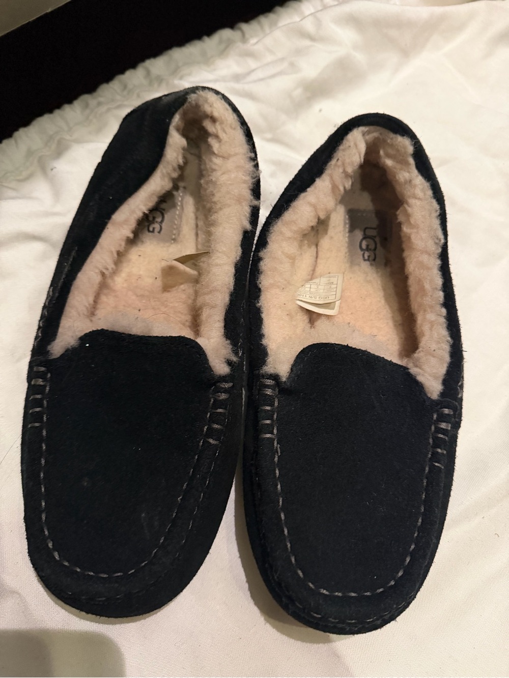 UGG Black Suede Shearling-Lined Moccasin